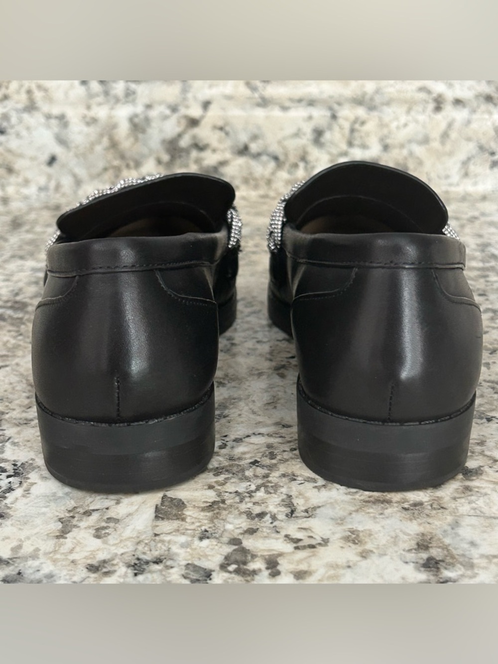 Gianni Bini Bristow Black Leather Rhinestone Braided Loafers Sparkly Size 6.5 - Picture 8 of 12